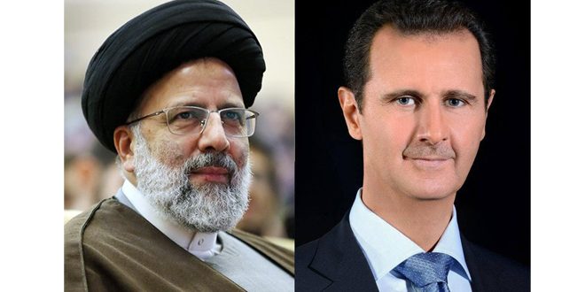 الرئيس الأسد والرئيس الإيراني يتبادلان التهاني بحلول عيد الأضحى المبارك